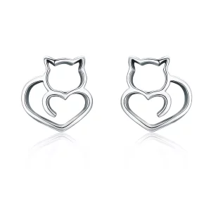(afbeelding voor) Pandora Style Schattige kat Oorknopjes - SCE271