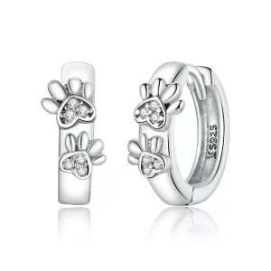 (afbeelding voor) Pandora Style Schattige pootafdruk Oorringen - SCE938