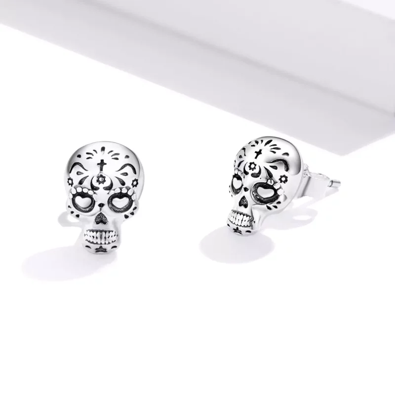 (afbeelding voor) Pandora Style Schedel Oorknopjes - SCE953 - Bekijken 3