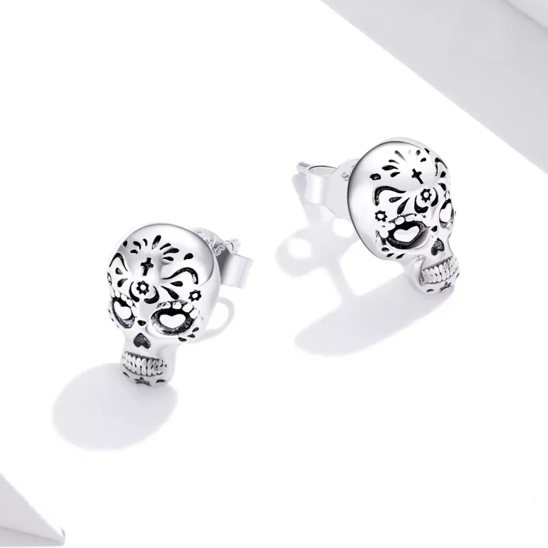 (afbeelding voor) Pandora Style Schedel Oorknopjes - SCE953 - Bekijken 4