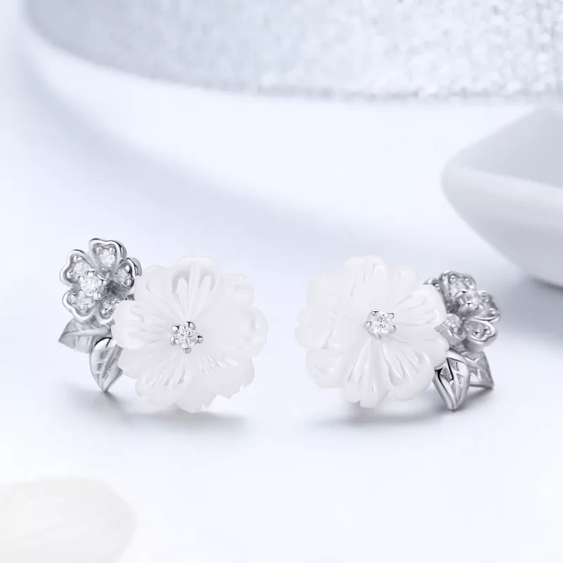 (afbeelding voor) Pandora Style Schelp bloem Oorknopjes - BSE008 - Bekijken 2