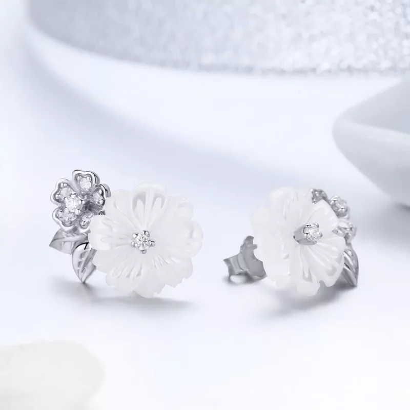 (afbeelding voor) Pandora Style Schelp bloem Oorknopjes - BSE008 - Bekijken 3