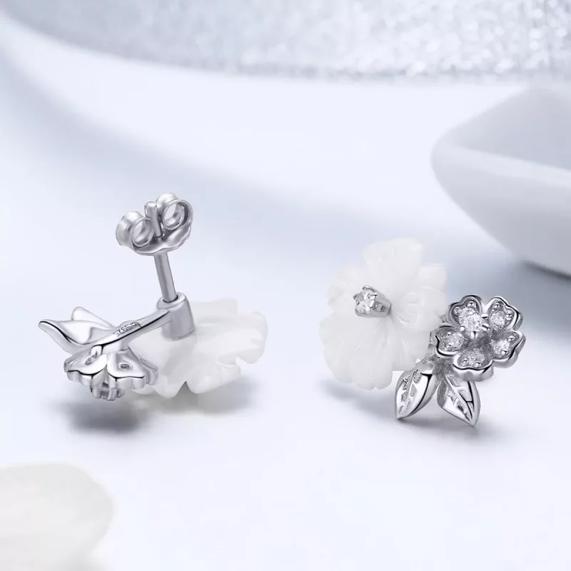 (afbeelding voor) Pandora Style Schelp bloem Oorknopjes - BSE008 - Bekijken 4