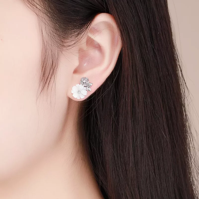 (afbeelding voor) Pandora Style Schelp bloem Oorknopjes - BSE008 - Bekijken 5