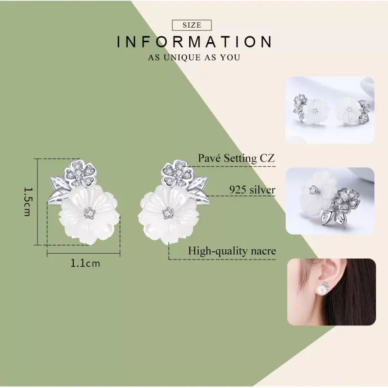 (afbeelding voor) Pandora Style Schelp bloem Oorknopjes - BSE008 - Bekijken 7