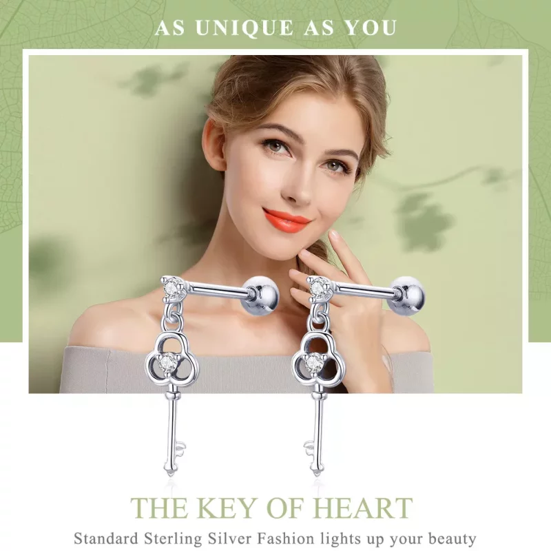 (afbeelding voor) Pandora Style Sleutel van Hart Oorhangers - SCE539 - Bekijken 2