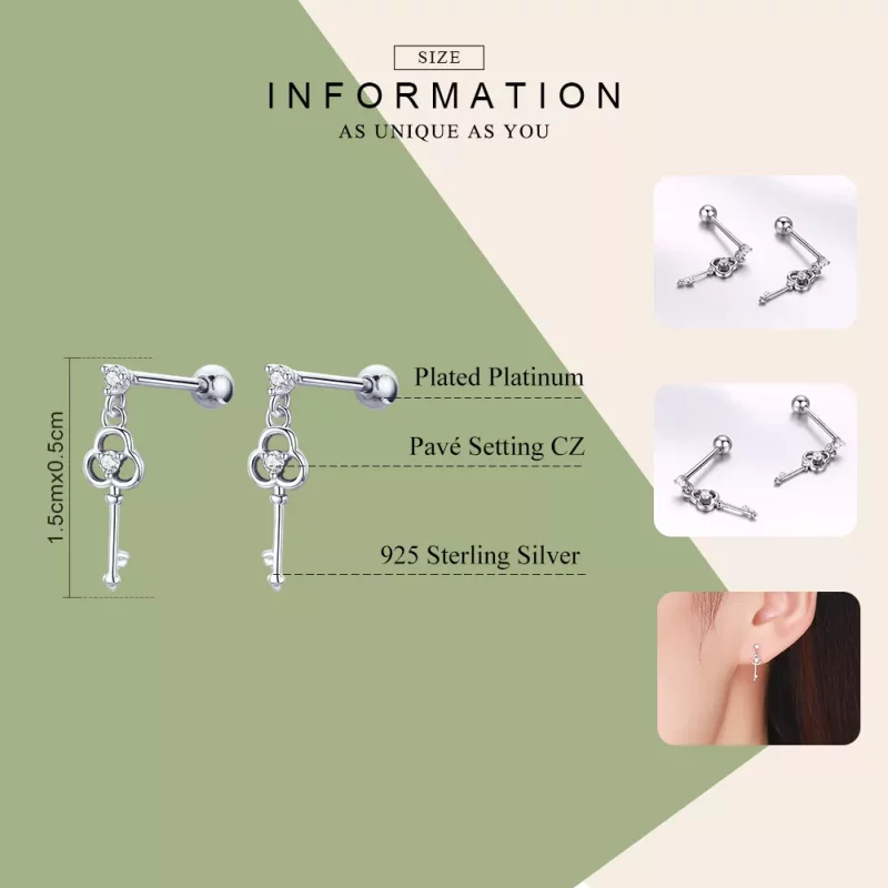 (afbeelding voor) Pandora Style Sleutel van Hart Oorhangers - SCE539 - Bekijken 3