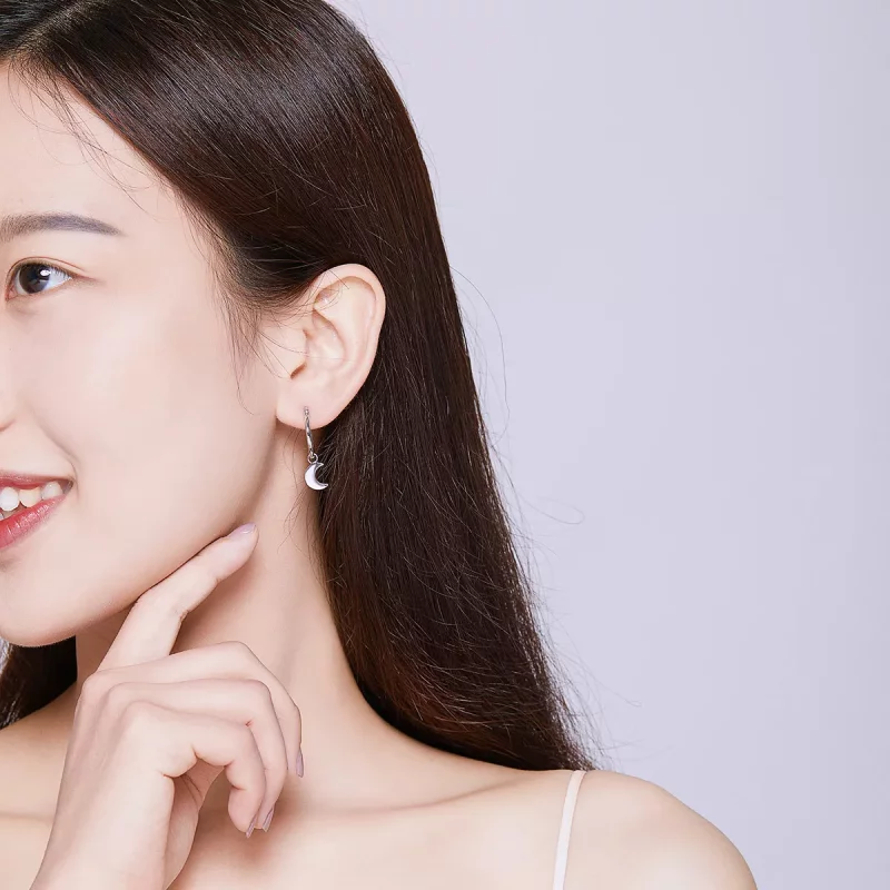 (afbeelding voor) Pandora Style Ster en maan asymmetrie Oorhangers - SCE681 - Bekijken 5