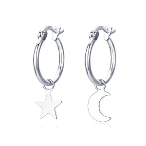 (afbeelding voor) Pandora Style Ster en maan asymmetrie Oorhangers - SCE681