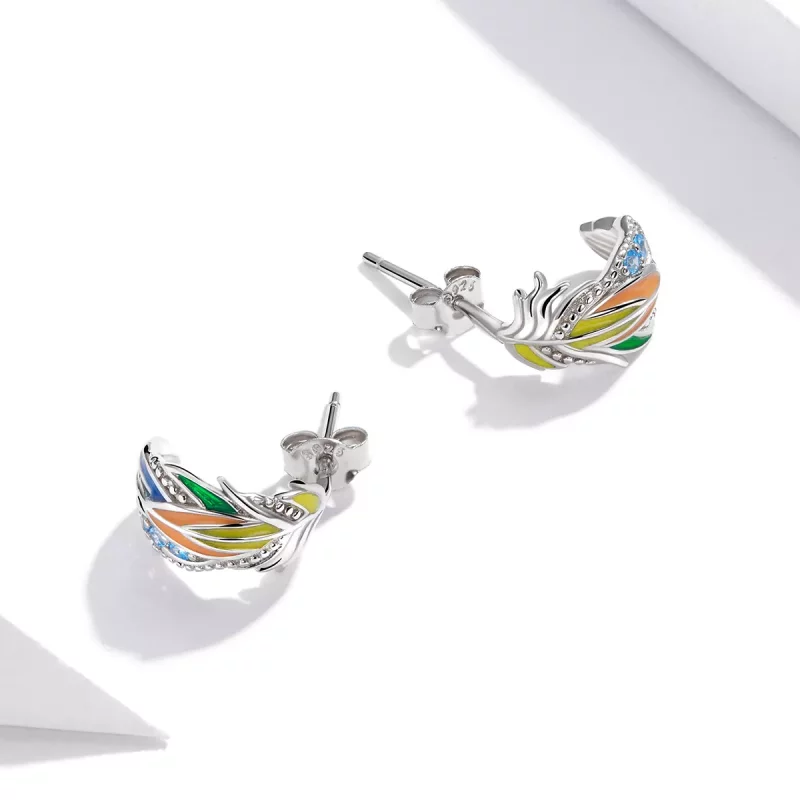 (afbeelding voor) Pandora Style Stijl veren Oorknopjes - SCE1128 - Bekijken 2