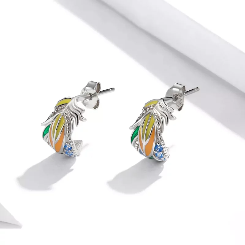 (afbeelding voor) Pandora Style Stijl veren Oorknopjes - SCE1128 - Bekijken 3