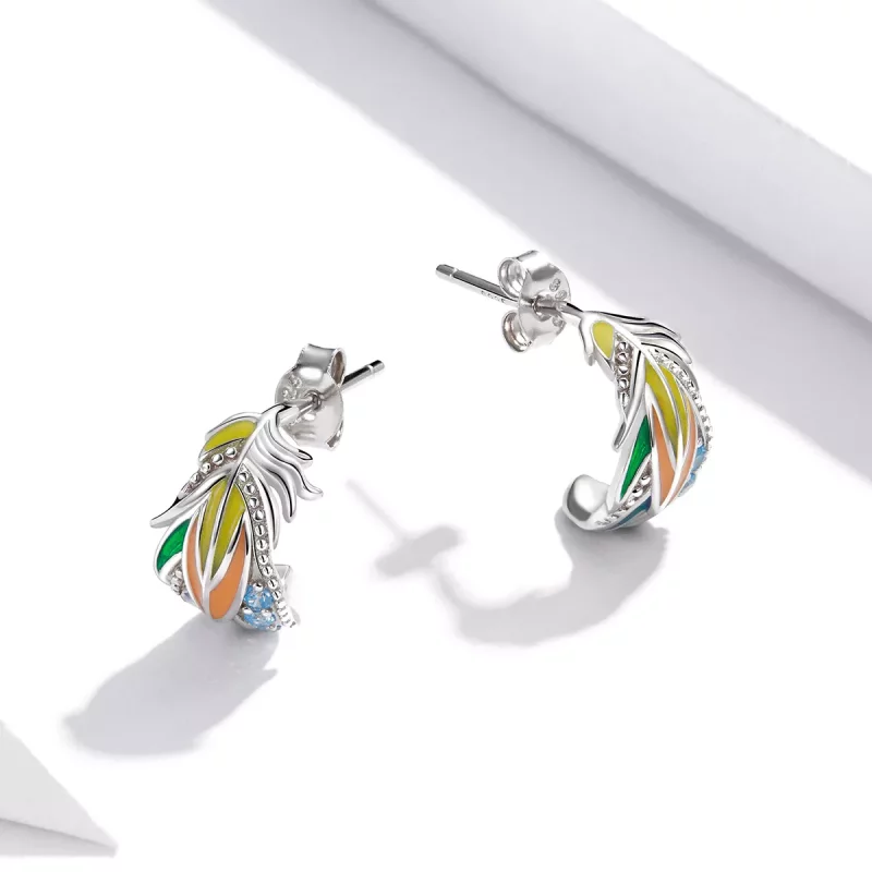 (afbeelding voor) Pandora Style Stijl veren Oorknopjes - SCE1128 - Bekijken 4