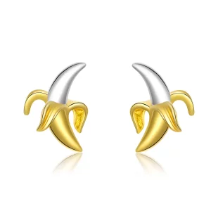 (afbeelding voor) Pandora Style Tweekleurige Leuke Speelse Banaan Oorknopjes - SCE731