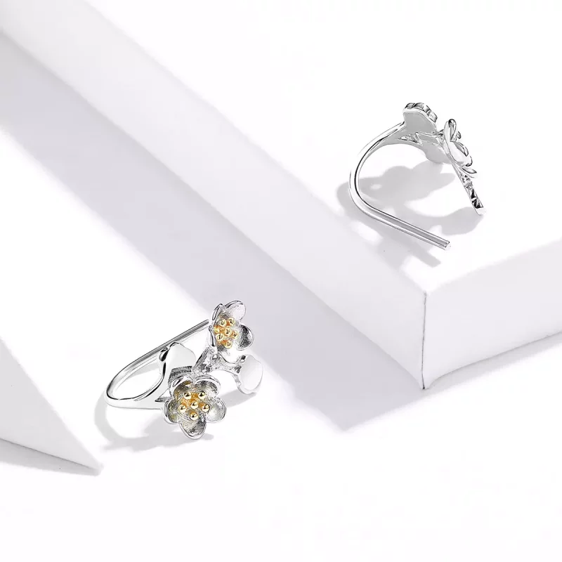 (afbeelding voor) Pandora Style Tweekleurige Sakura Oorknopjes - SCE778 - Bekijken 2