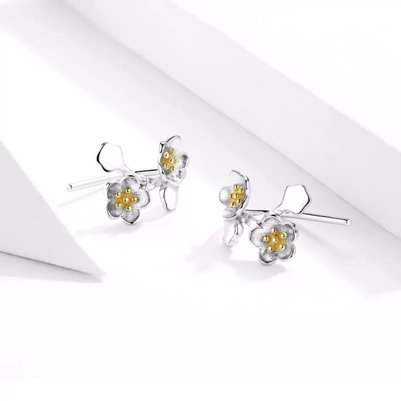 (afbeelding voor) Pandora Style Tweekleurige Sakura Oorknopjes - SCE778 - Bekijken 3