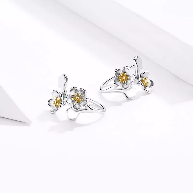 (afbeelding voor) Pandora Style Tweekleurige Sakura Oorknopjes - SCE778 - Bekijken 4