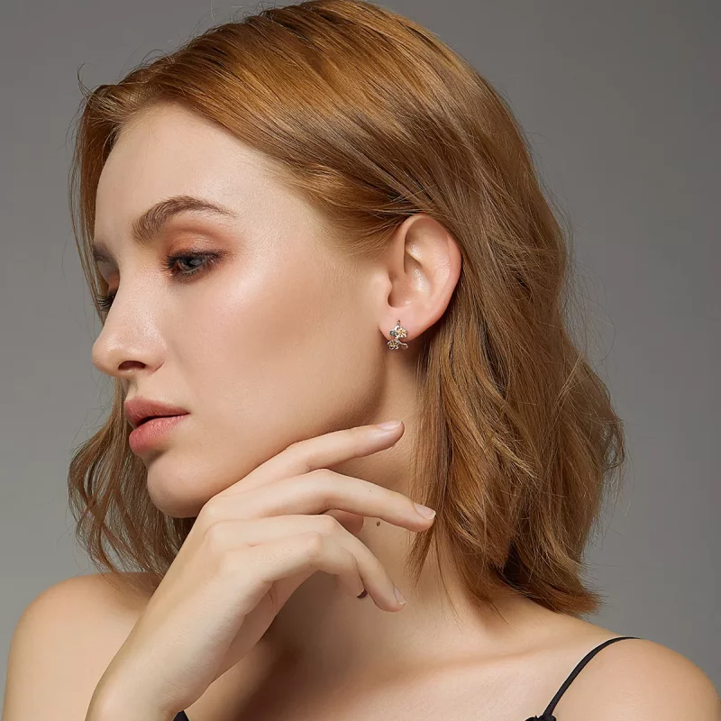 (afbeelding voor) Pandora Style Tweekleurige Sakura Oorknopjes - SCE778 - Bekijken 7