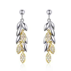 (afbeelding voor) Pandora Style Tweekleurige tweekleurige tarweaar Oorhangers - BSE025
