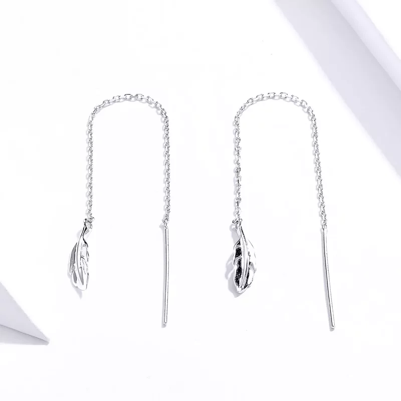 (afbeelding voor) Pandora Style Veer Oorhangers - SCE786 - Bekijken 2