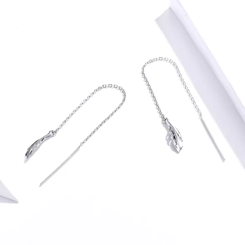 (afbeelding voor) Pandora Style Veer Oorhangers - SCE786 - Bekijken 3