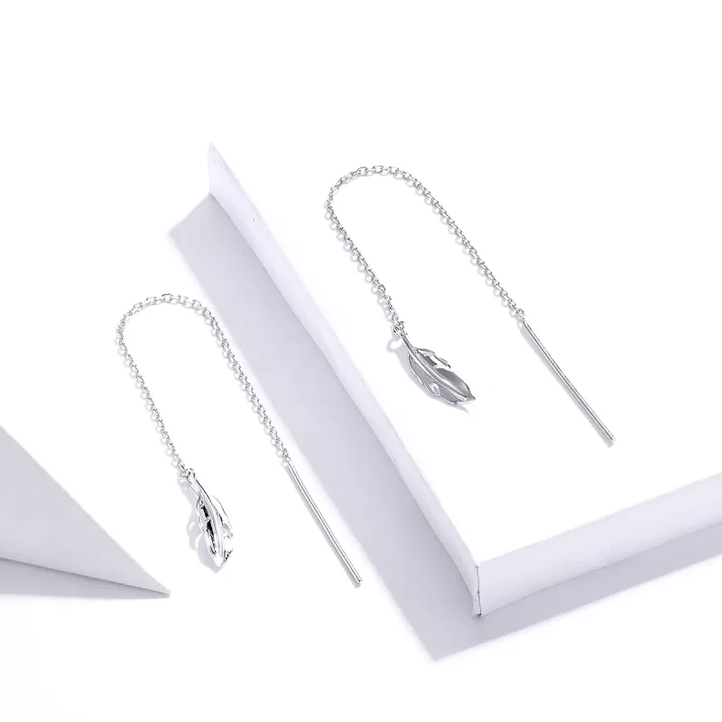 (afbeelding voor) Pandora Style Veer Oorhangers - SCE786 - Bekijken 4