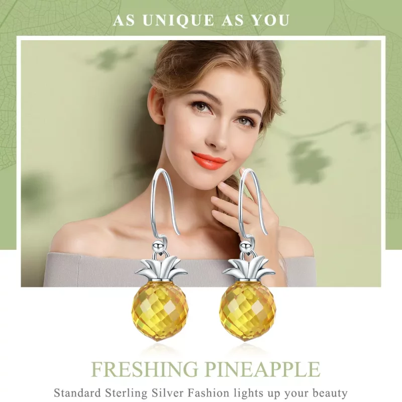 (afbeelding voor) Pandora Style Verse Ananas Oorhangers - SCE265 - Bekijken 2