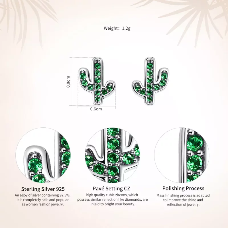 (afbeelding voor) Pandora Style Verse Cactus Oorknopjes - SCE097 - Bekijken 8