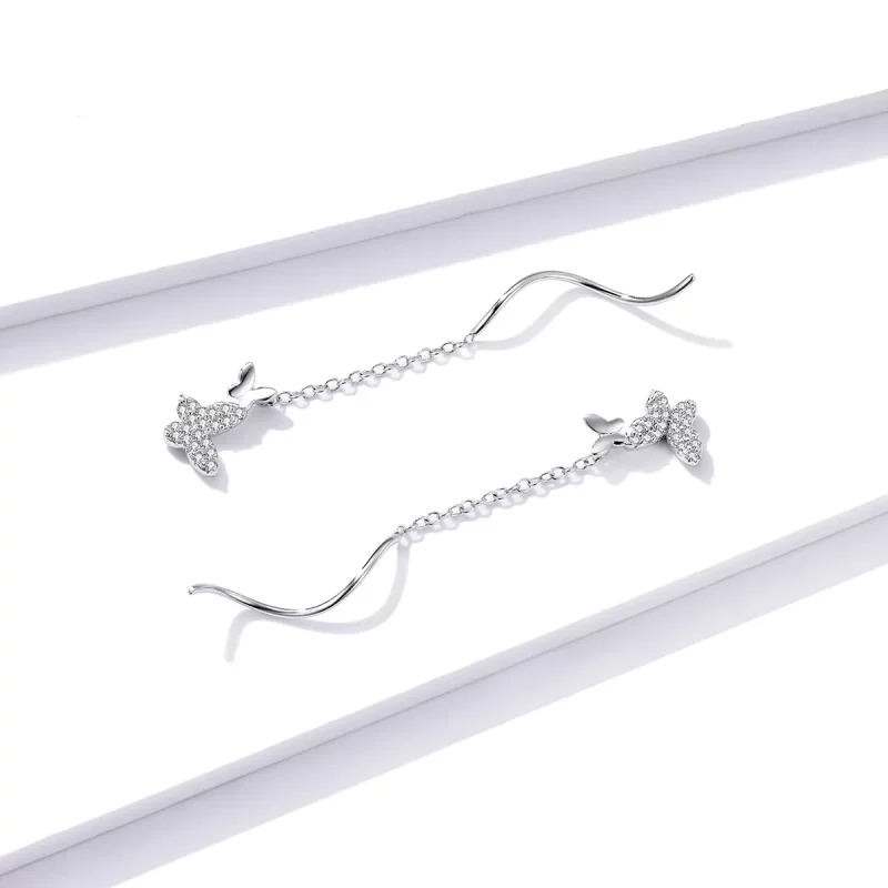 (afbeelding voor) Pandora Style Vliegende Vlinders Oorhangers - BSE436 - Bekijken 3