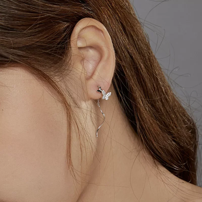 (afbeelding voor) Pandora Style Vliegende Vlinders Oorhangers - BSE436 - Bekijken 8