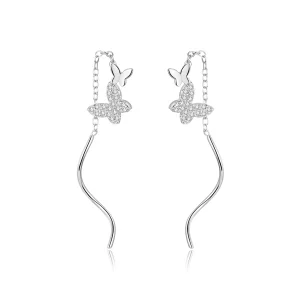 (afbeelding voor) Pandora Style Vliegende Vlinders Oorhangers - BSE436