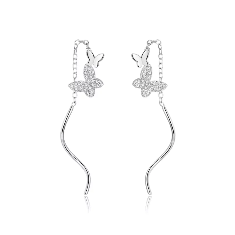(afbeelding voor) Pandora Style Vliegende Vlinders Oorhangers - BSE436