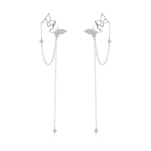 (afbeelding voor) Pandora Style Vlinder Met Kwastje Oorhangers - SCE942