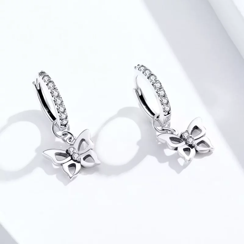 (afbeelding voor) Pandora Style Vlinder Oorhangers - SCE833 - Bekijken 2
