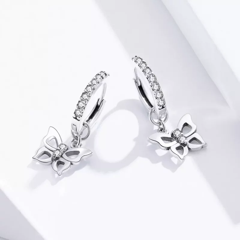 (afbeelding voor) Pandora Style Vlinder Oorhangers - SCE833 - Bekijken 3
