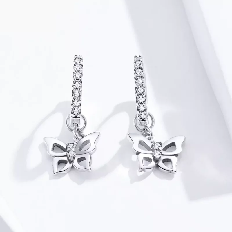 (afbeelding voor) Pandora Style Vlinder Oorhangers - SCE833 - Bekijken 4