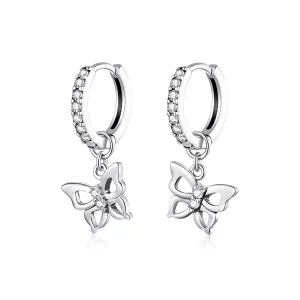 (afbeelding voor) Pandora Style Vlinder Oorhangers - SCE833