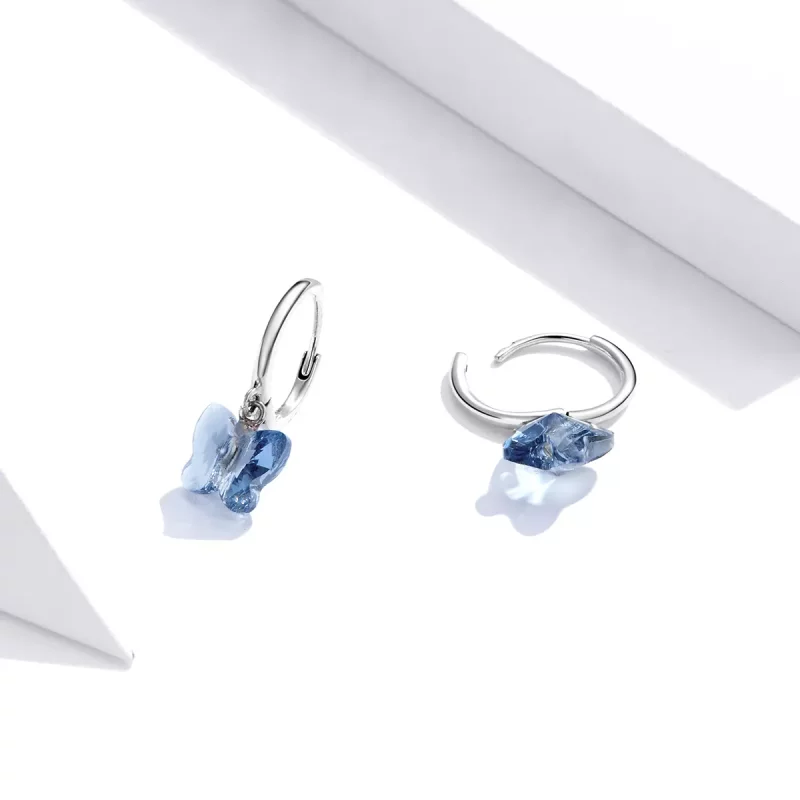 (afbeelding voor) Pandora Style Vlinder Oorhangers - SCE959 - Bekijken 2