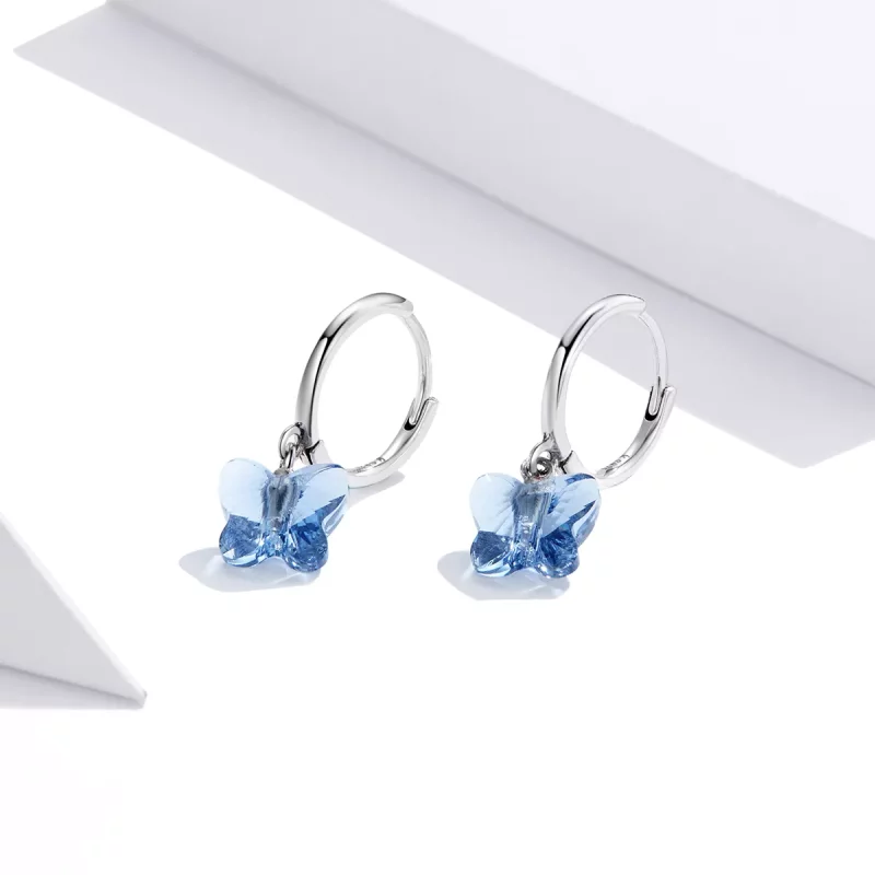 (afbeelding voor) Pandora Style Vlinder Oorhangers - SCE959 - Bekijken 3