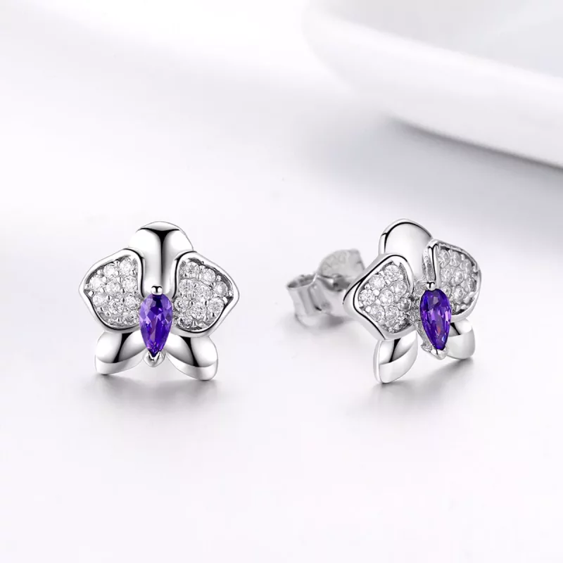 (afbeelding voor) Pandora Style Vlinderorchidee Oorknopjes - BSE036 - Bekijken 3