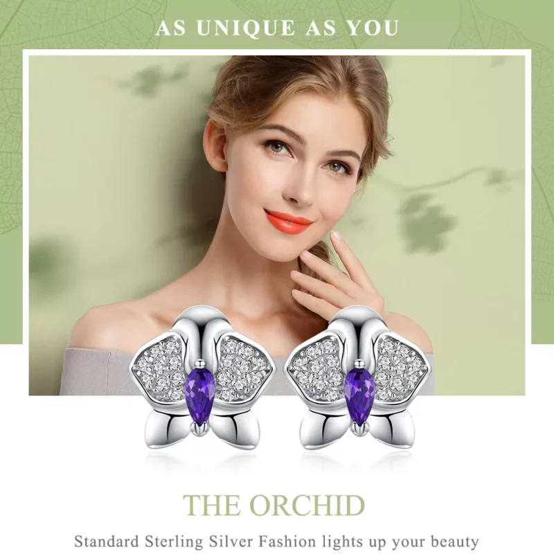 (afbeelding voor) Pandora Style Vlinderorchidee Oorknopjes - BSE036 - Bekijken 6