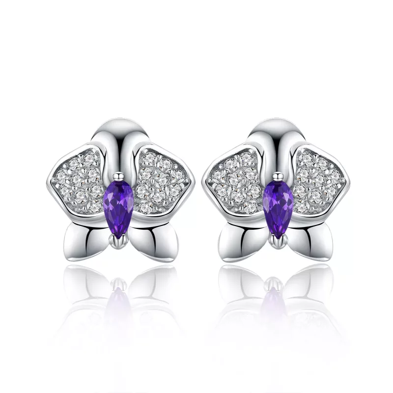 (afbeelding voor) Pandora Style Vlinderorchidee Oorknopjes - BSE036
