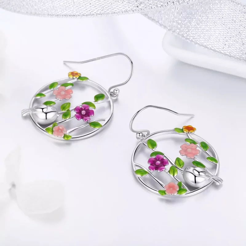 (afbeelding voor) Pandora Style Vogels Bloeien Oorhangers - SCE480 - Bekijken 3
