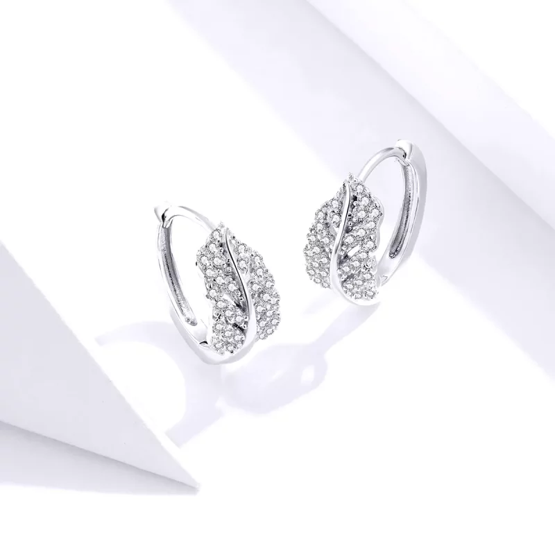 (afbeelding voor) Pandora Style Witte veren Oorringen - SCE772 - Bekijken 3