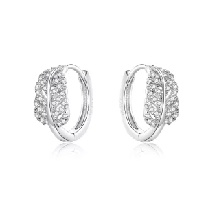 (afbeelding voor) Pandora Style Witte veren Oorringen - SCE772