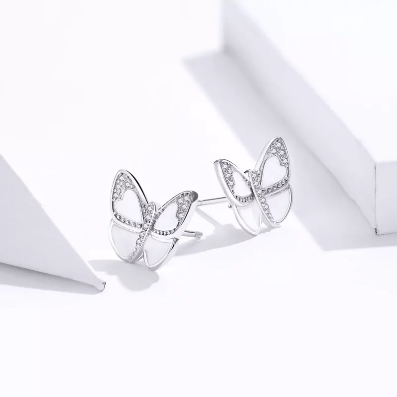 (afbeelding voor) Pandora Style Witte vlinder Oorknopjes - SCE876 - Bekijken 4