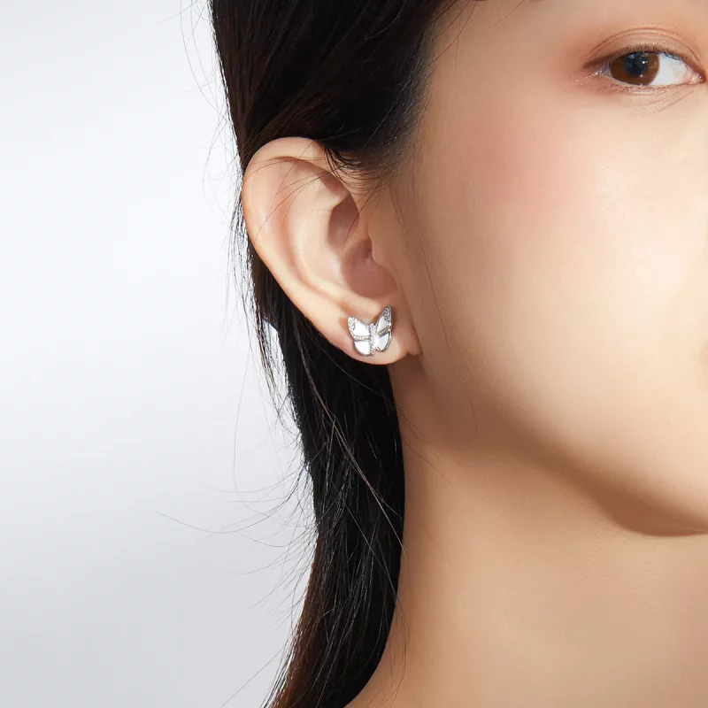 (afbeelding voor) Pandora Style Witte vlinder Oorknopjes - SCE876 - Bekijken 5