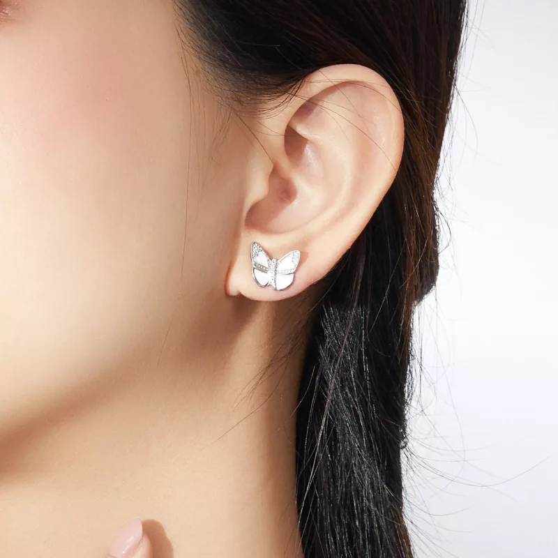 (afbeelding voor) Pandora Style Witte vlinder Oorknopjes - SCE876 - Bekijken 6
