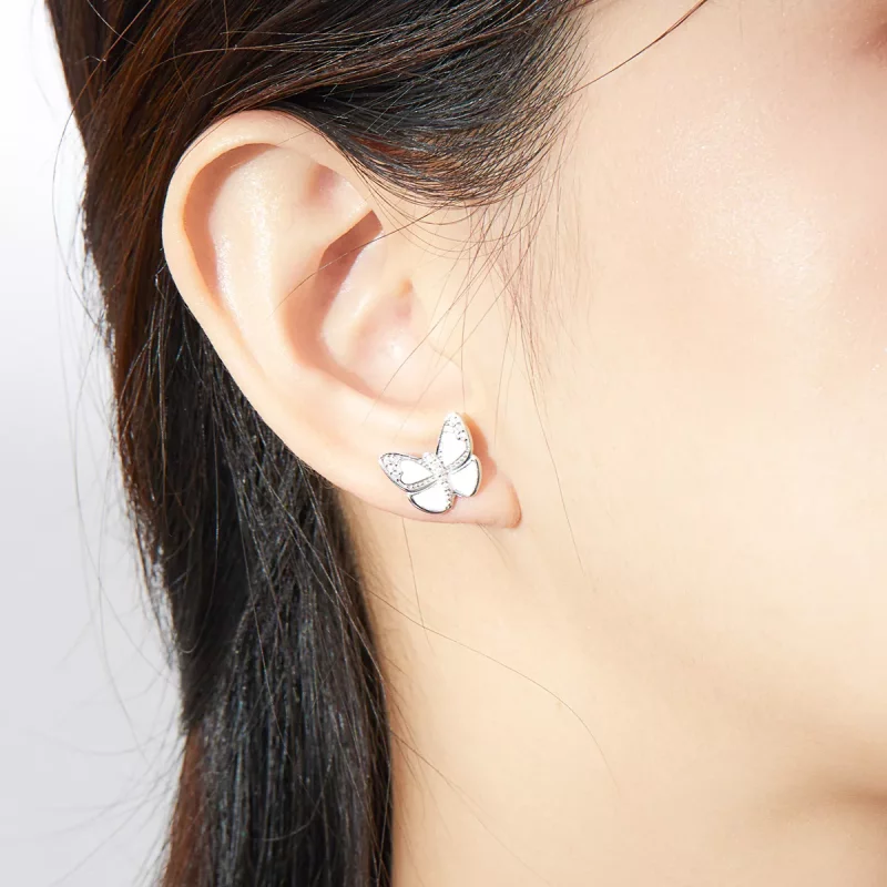 (afbeelding voor) Pandora Style Witte vlinder Oorknopjes - SCE876 - Bekijken 7
