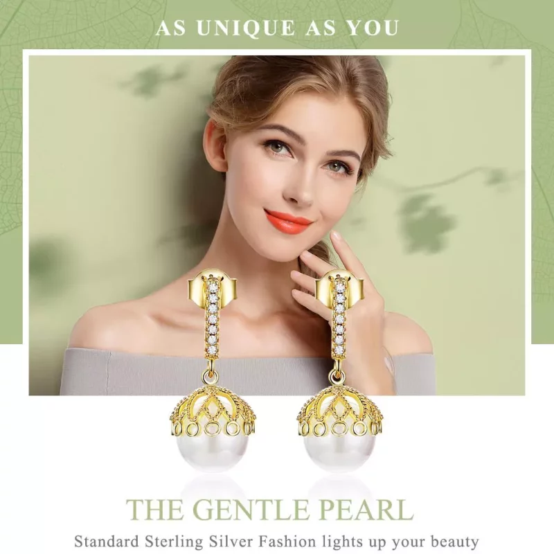 (afbeelding voor) Pandora Style Zachte Parel Oorhangers - SCE608 - Bekijken 2