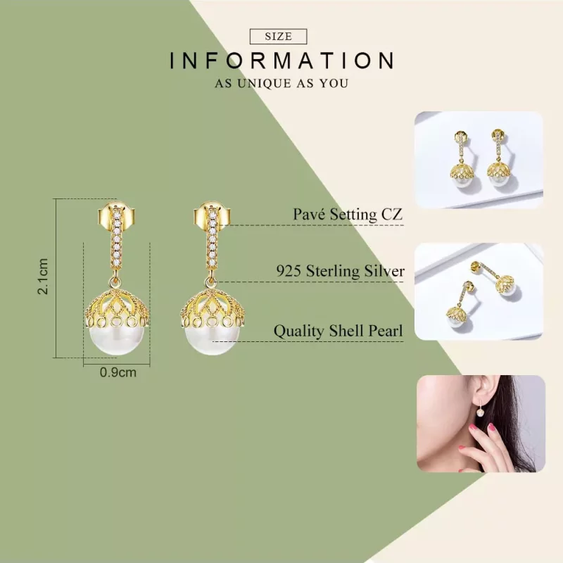 (afbeelding voor) Pandora Style Zachte Parel Oorhangers - SCE608 - Bekijken 3